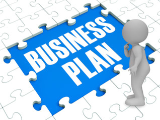 Business Plan Puzzle Shows Business 3d Rendering