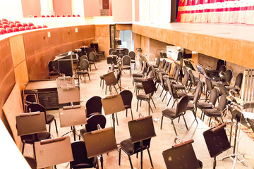 Empty orchestra pit in theatre