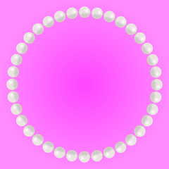 Pearl bracelet frame on magenta background