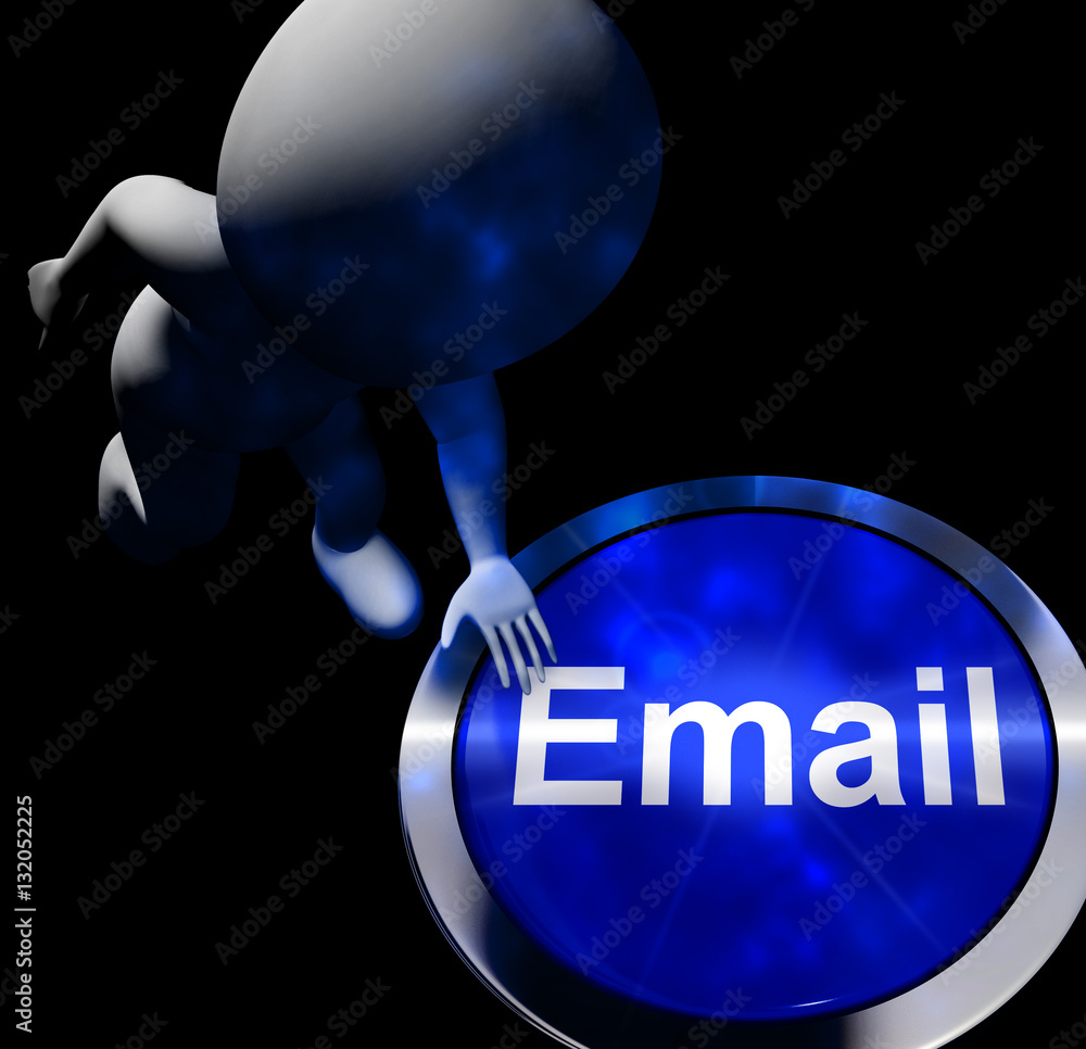 Aufkleber email button for emailing and communication 3d rendering