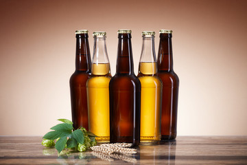 Fresh beer and brewing ingredients