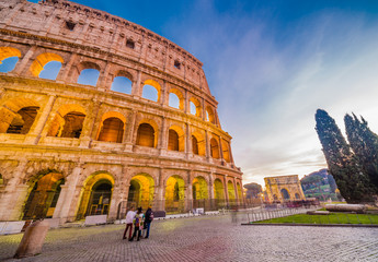 Fototapeta na wymiar Dusk view of Colosseum in Rome, Italy