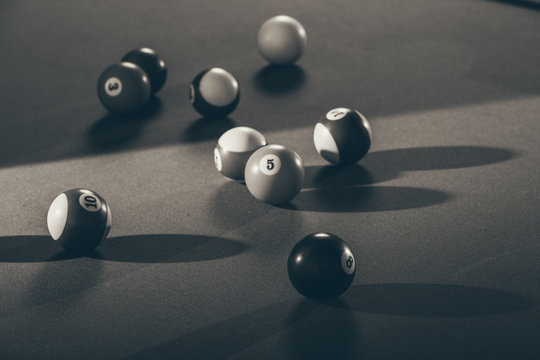Snooker ball on billiard table