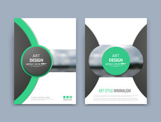Abstract composition. White a4 brochure cover design. Info banner text frame. Sky font. Title sheet model set. Modern vector front page. Brand logo texture. Green circle image icon. Ad flyer fiber
