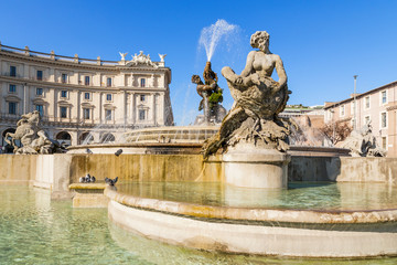 Fototapeta na wymiar Naiads Fountain at Republic Square in Rome