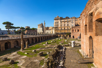 Fototapeta premium Rome, Italy. The picturesque ruins of Trajan's Market, 100 - 112 years BC