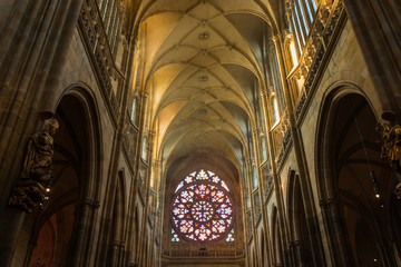 St. Vitus Cathedral in Hradcany, is the most famous church in Prague Castle