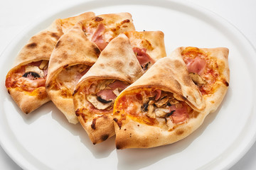 Toasted sandwich with cheese and ham..