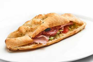 Toasted sandwich with cheese and ham..