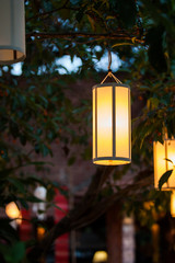colorful lanterns light in thai festival.