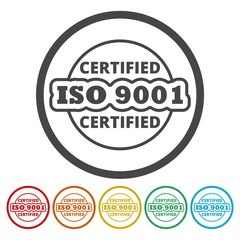 ISO 9001 certified sign icon 