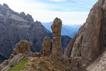 Fototapeta na wymiar Sexten Dolomites mountain rock pinnacle needle in South Tyrol, Italy