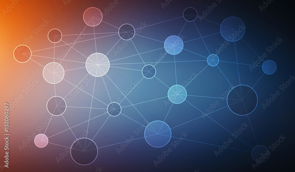Fototapete Circle data network connection 3D rendering