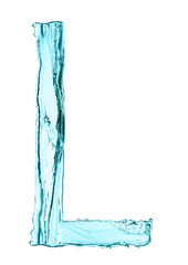 Water splash letter L with light blue color