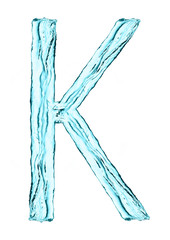 Water splash letter K with light blue color