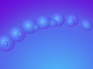 Abstract background with purple blue spheres built in curved double row, vector illustration