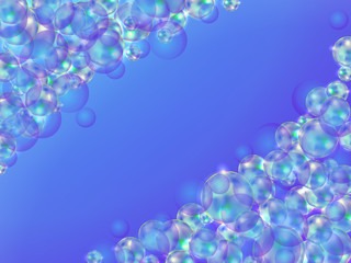 Abstract background with soap bubbles in the corners, vector illustration