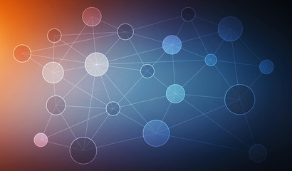 Circle data network connection 3D rendering