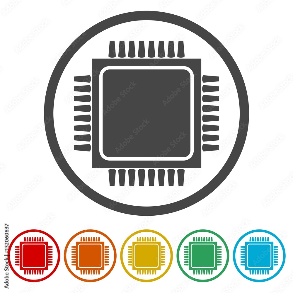 Poster cpu icon vector