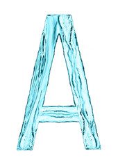 Water splash letter A with light blue color