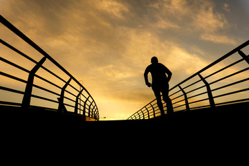 Silhouettes Of Running Man