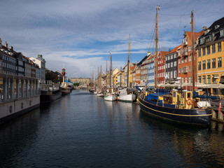 Colorful houses at the canals of Nyhavn in Copenhagen, Denmark