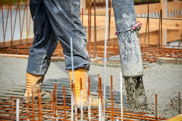 construction site pouring concrete