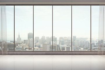 Unfurnished interior with city view