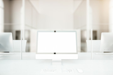 Blank white computer closeup