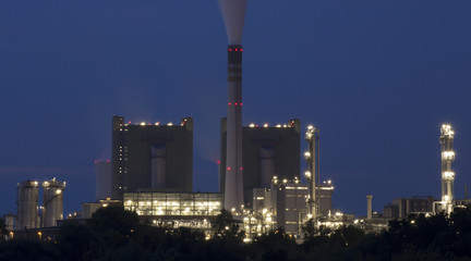 industrial building shot with bulb exposure by clear night