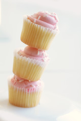 Pink cupcakes in a stack