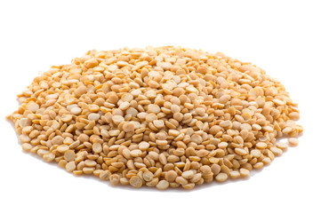 Yellow peas on a white background