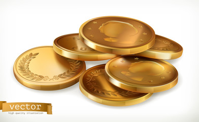 Golden coins. Money 3d vector icon