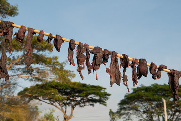 Thai beef jerky, north-eastern of Thailand traditional dried meat
