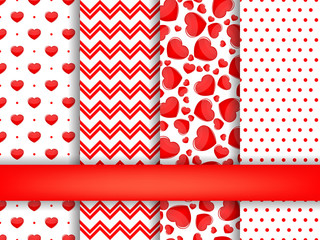 Set of Valentines Day seamless pattern background vector