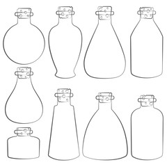 Vector set with the image of the vials, tubes. Isolated objects on a white background.