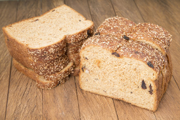 Whole wheat bread baked at home, bio ingredients, very healthy with seeds