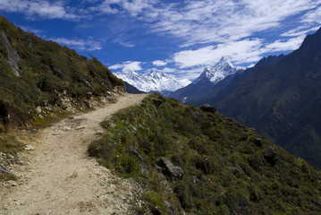 The Everest trail in the Khumbu Himalaya of Nepal