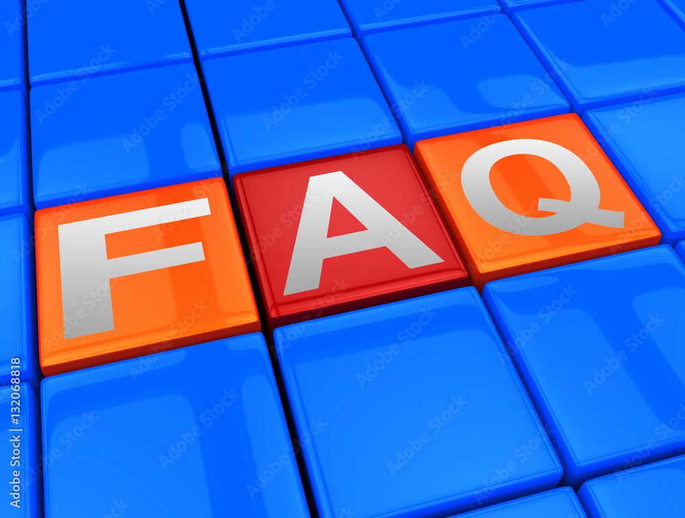 Poster faq blocks means frequently asked questions 3d illustration