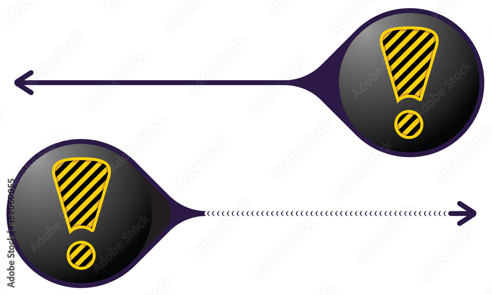 Poster vector double buttons for your text and striped exclamation mark