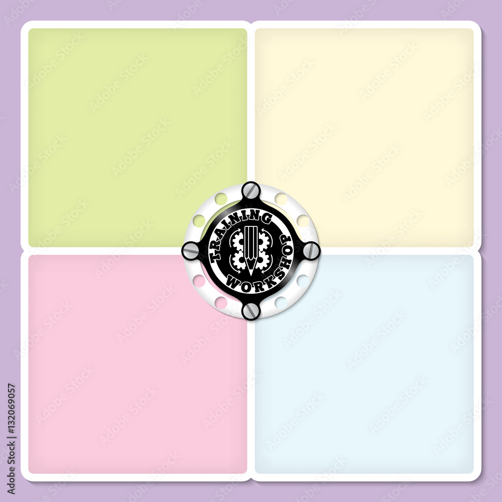 Poster four colored frames for your text and workshop icon