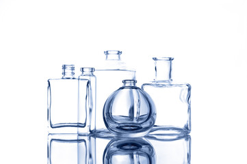 Empty various glass bottles