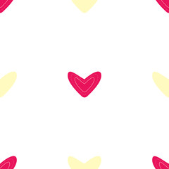 Seamless pattern with pink and yellow hearts