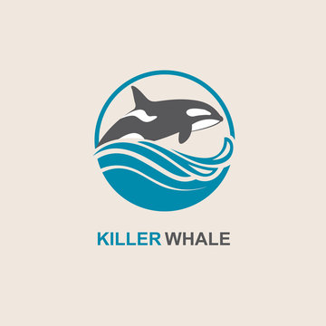 symbol of killer whale and sea wave