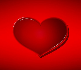 Glass heart on red background Valentine's Day