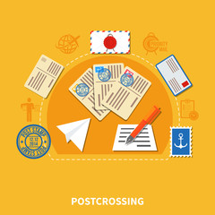 Postcrossing Flat Style Illustration