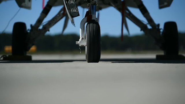 Fighter aircraft detail with landing gear 