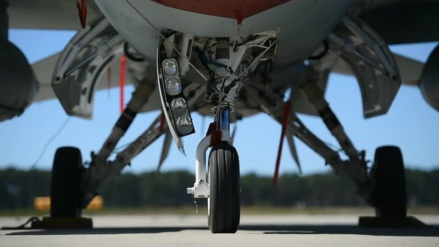Fighter aircraft detail with landing gear 