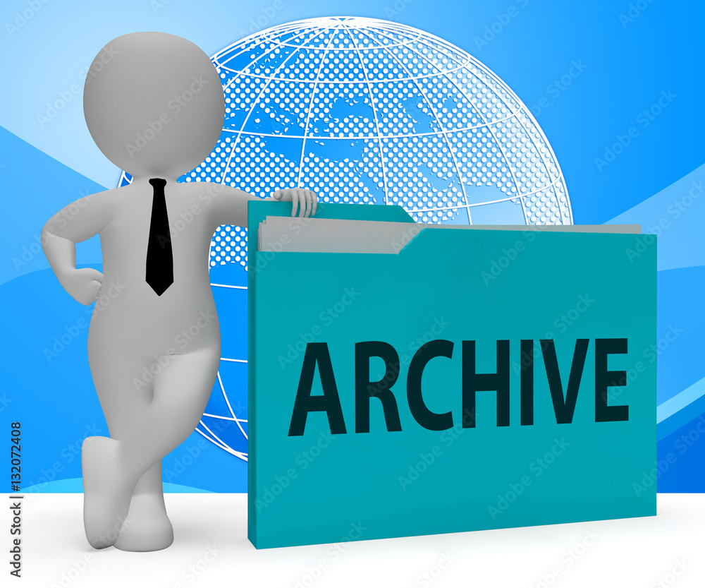 Poster archive folder representing files collection 3d rendering