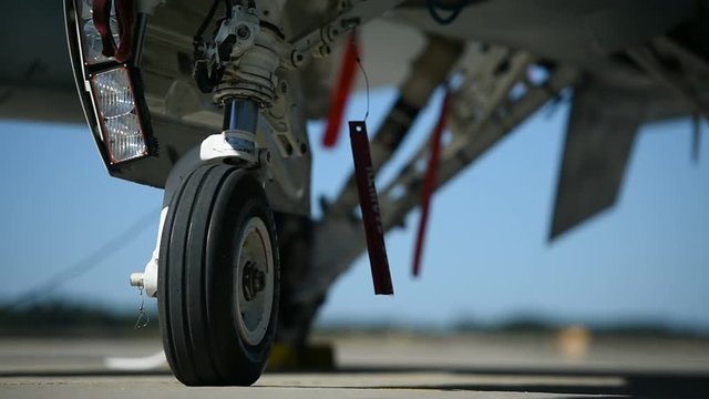 Fighter aircraft detail with landing gear 